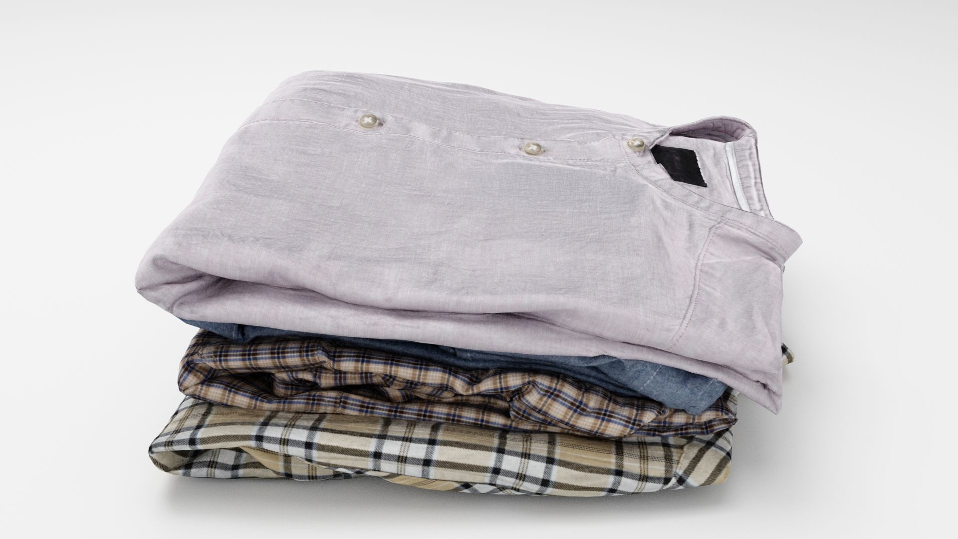 Pile or stack of folded shirts polo Generic casual wardrobe 3D model_1