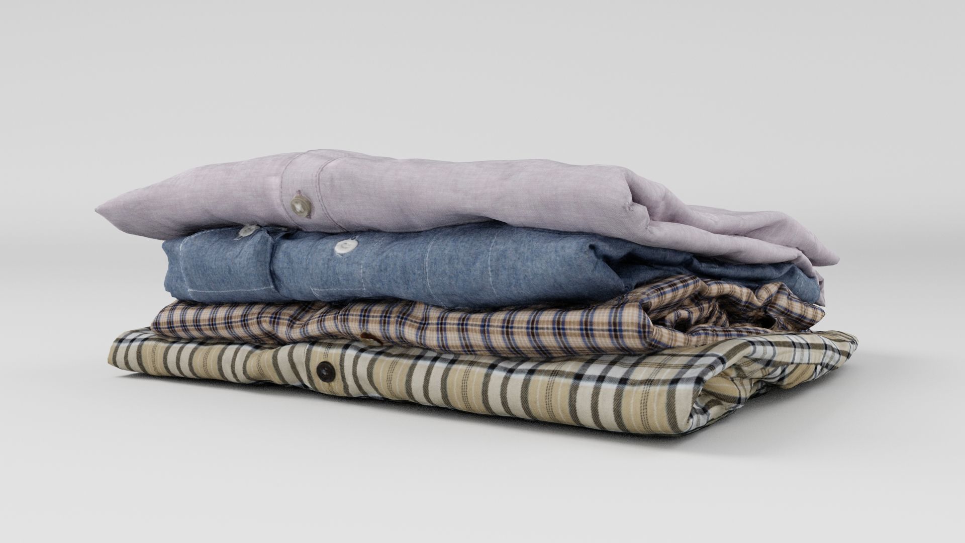 Pile or stack of folded shirts polo Generic casual wardrobe 3D model_4