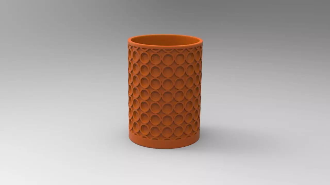 Circular Embossed Circular Pen Holder - Elegant Desk Organizer 3D print model_0