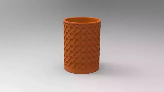 Circular Embossed Circular Pen Holder - Elegant Desk Organizer