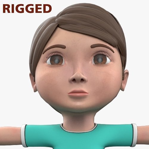 Cartoon Kid Character Nico With Rig Low-poly 3D model
