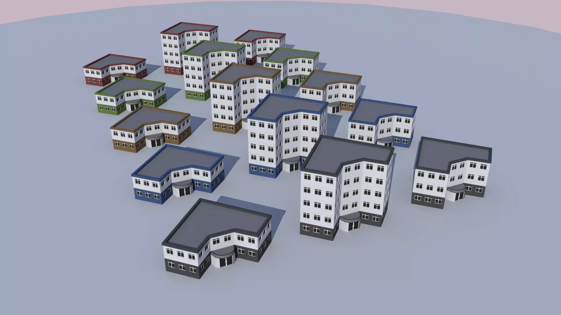 Cartoon Building Low Poly Building Commercial Corner Hotel Low-poly 3D model