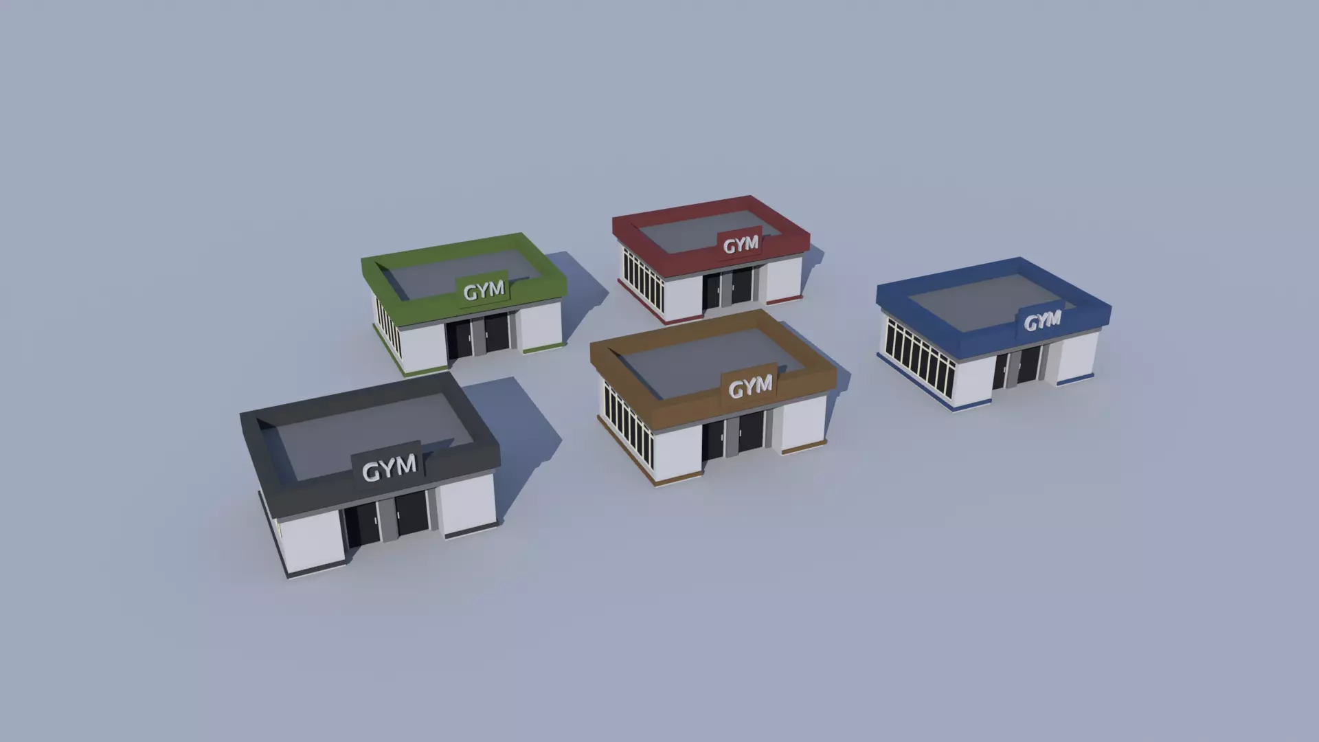 Cartoon Building Low Poly Building Commercial Gym Low-poly 3D model