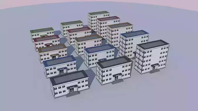 Cartoon Building Low Poly Building Commercial Bank Low-poly 3D model