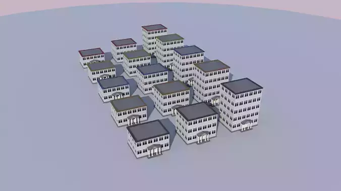 Cartoon Building Low Poly Building Commercial City Hall Low-poly 3D model