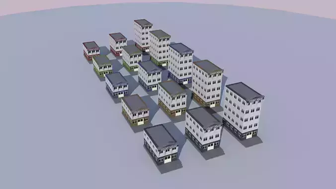 Cartoon Building Low Poly Building Commercial Courthouse