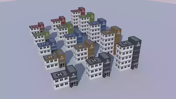 Cartoon Building Low Poly Building Commercial Police Station Low-poly 3D model