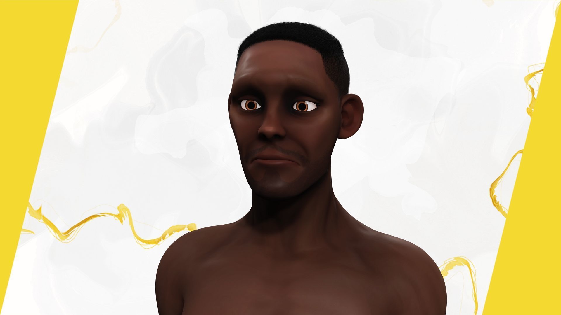 Farmer Cartoon Character in Overalls Artistic Realism Low-poly 3D model_17