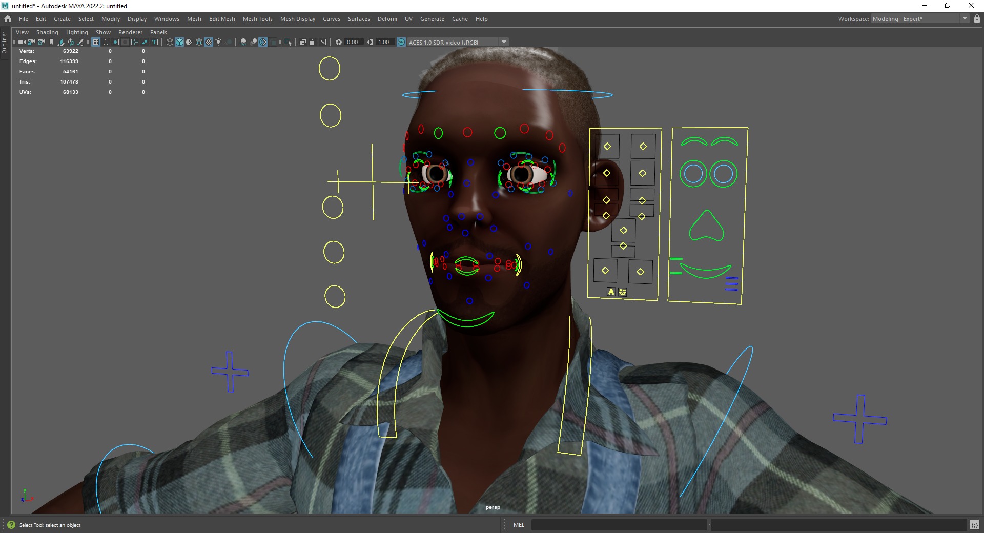 Farmer Cartoon Character in Overalls Artistic Realism Low-poly 3D model_24