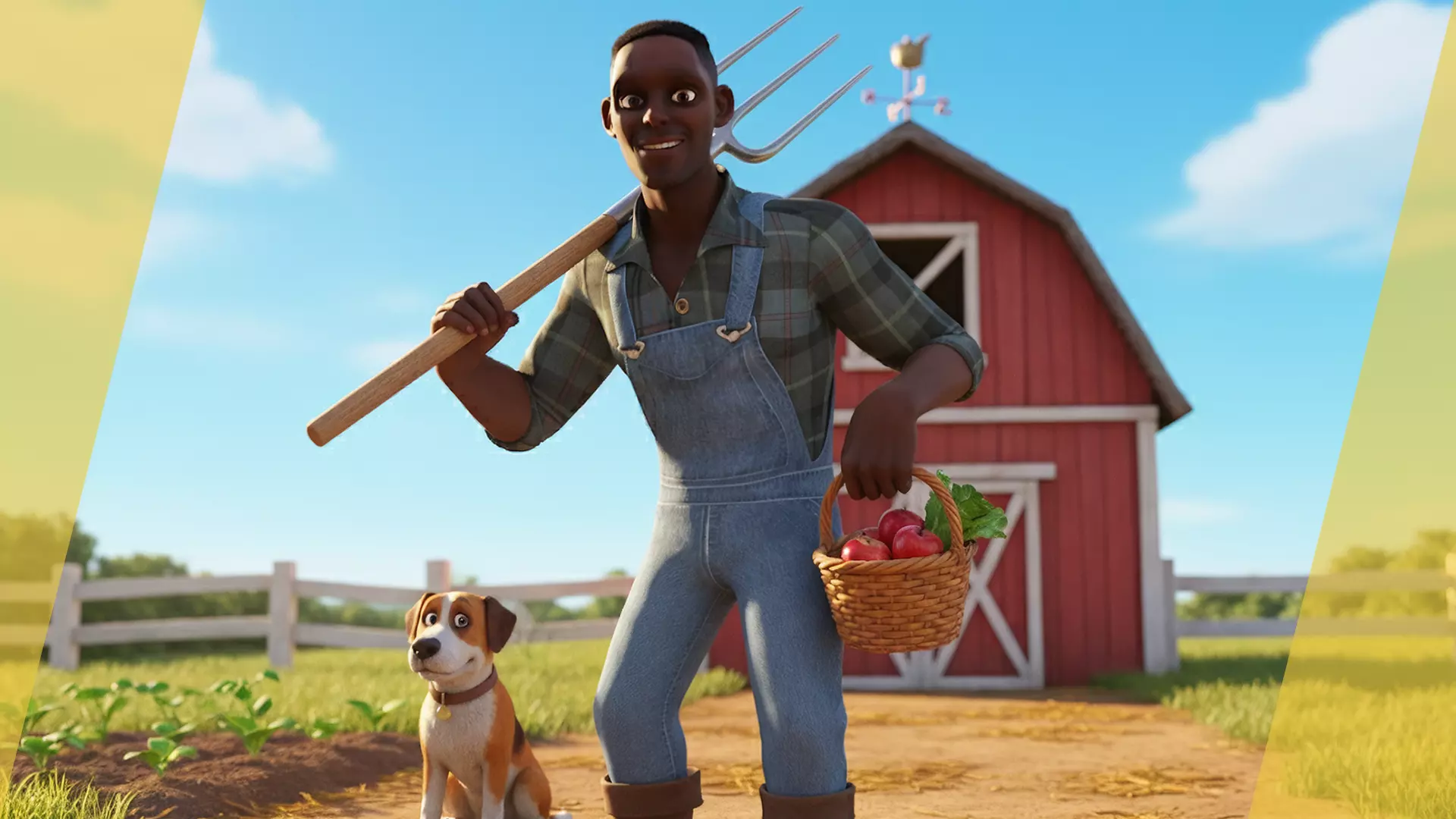 Farmer Cartoon Character in Overalls Artistic Realism Low-poly 3D model_4