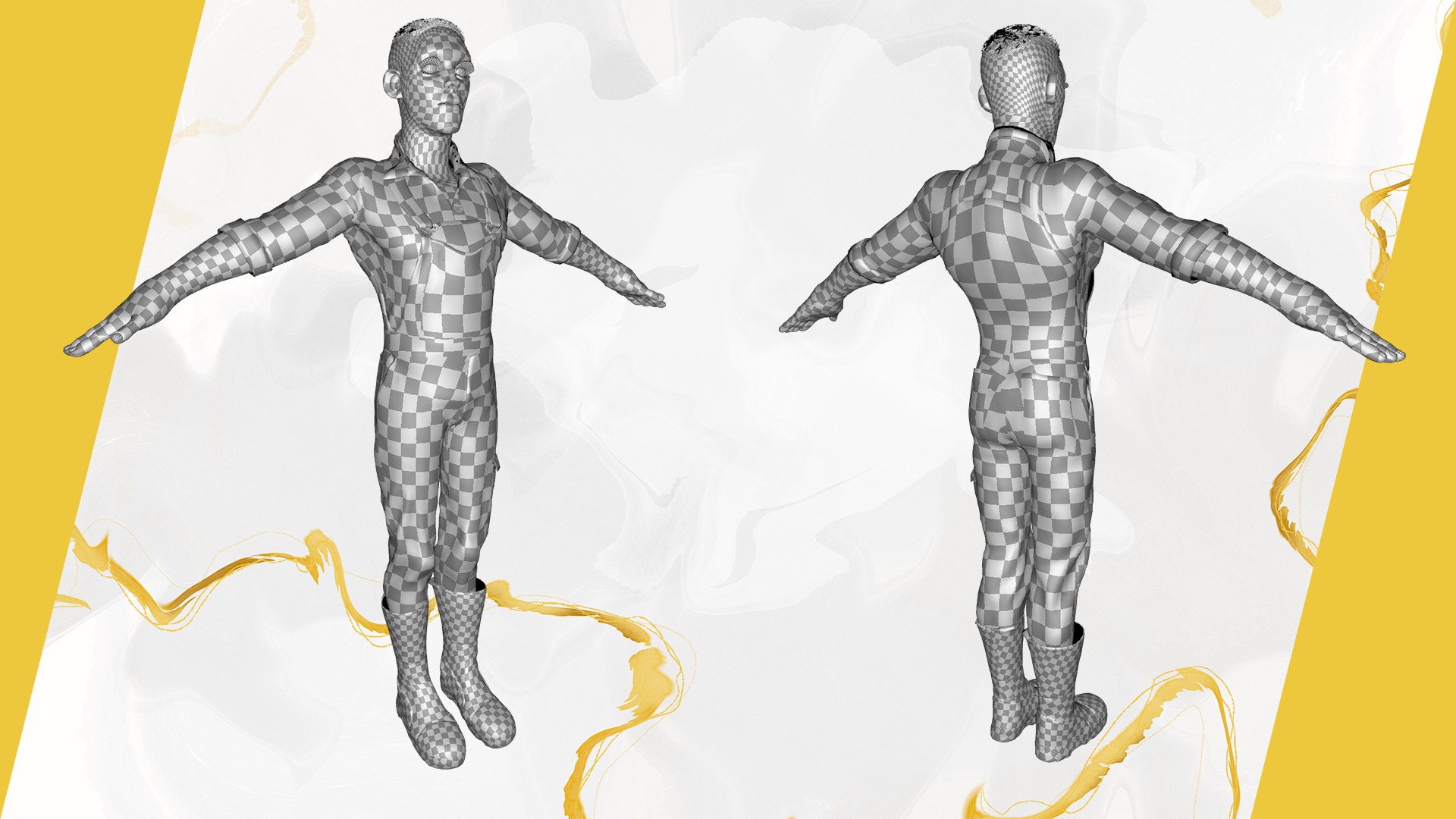 Farmer Cartoon Character in Overalls Artistic Realism Low-poly 3D model_29