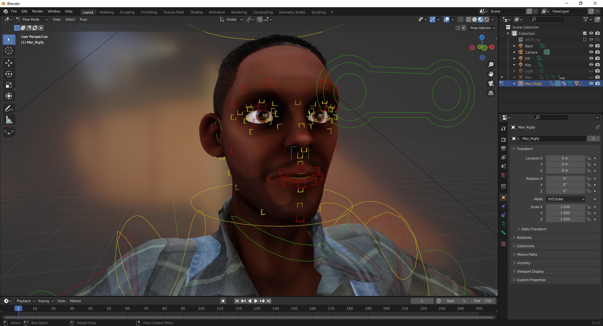 Farmer Cartoon Character in Overalls Artistic Realism Low-poly 3D model_19