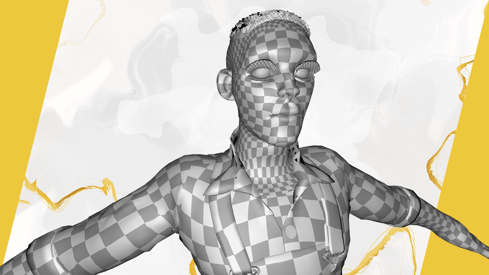 Farmer Cartoon Character in Overalls Artistic Realism Low-poly 3D model_30