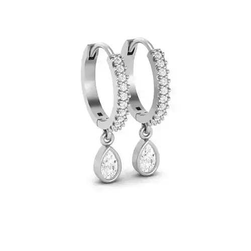 Hoop Earrings With Stone 12mm Radius