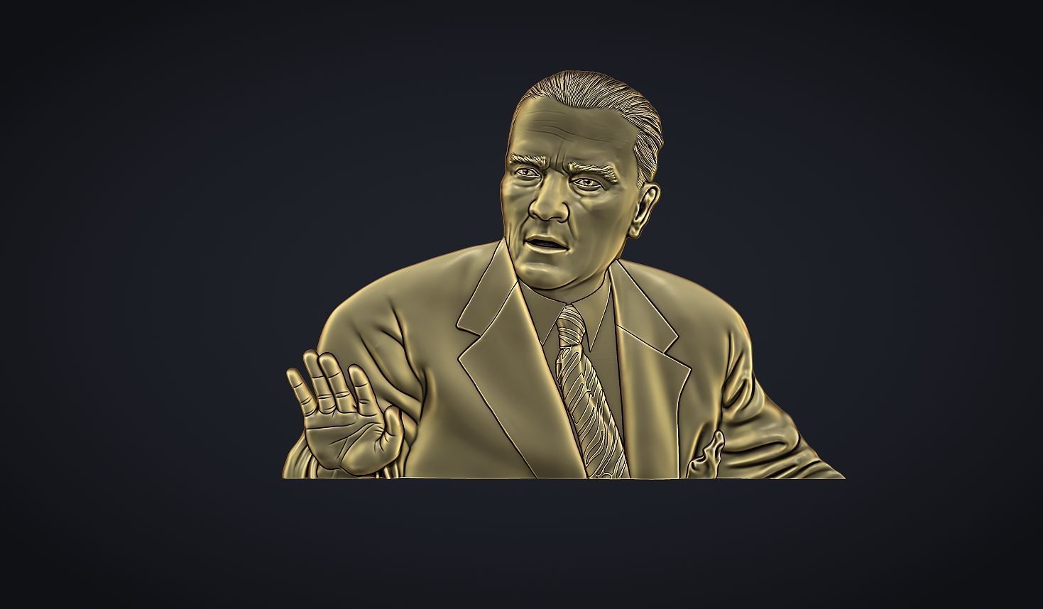 Gazi Mustafa Kemal Ataturk Bas Relief 3D print model_9