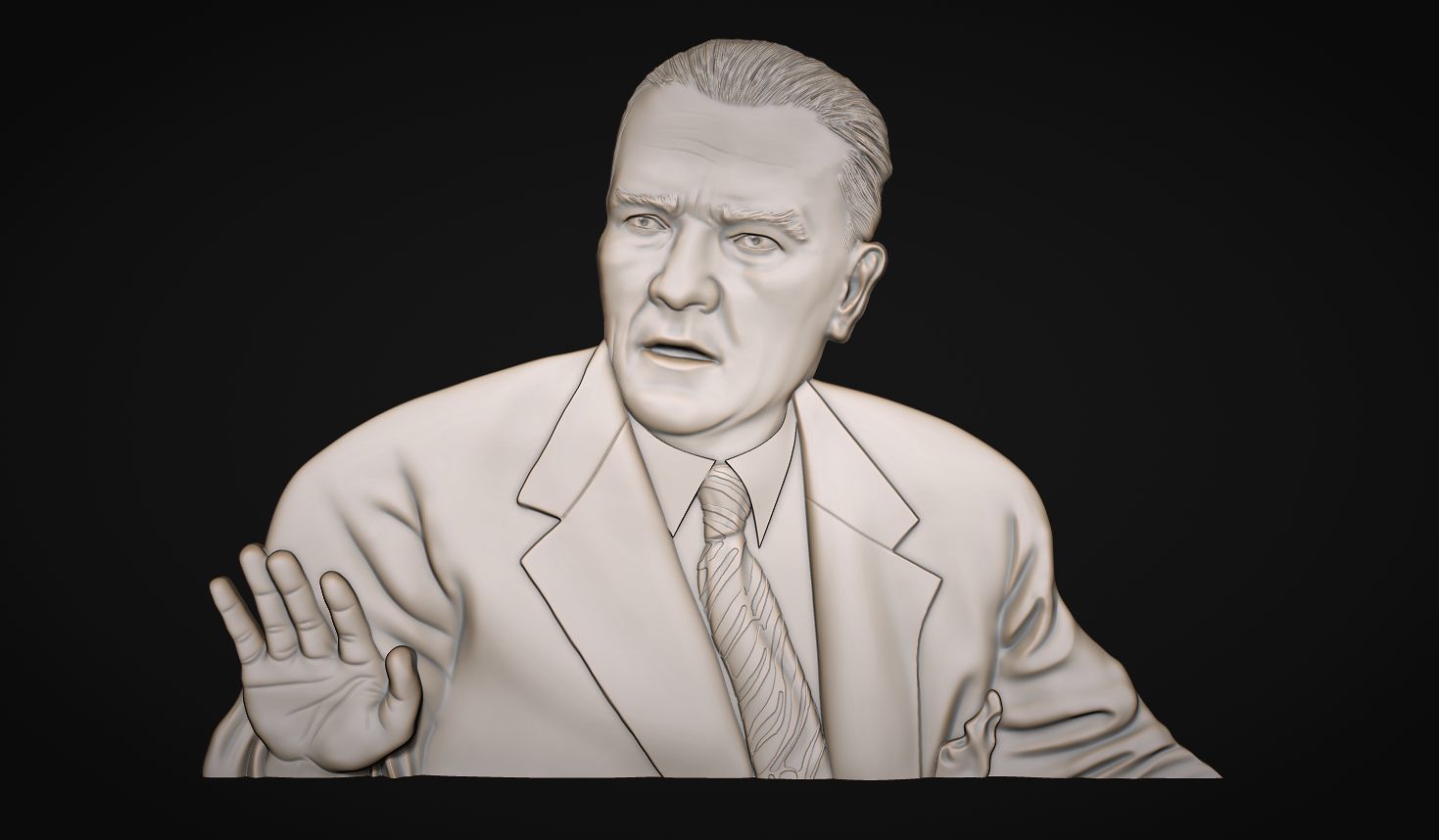 Gazi Mustafa Kemal Ataturk Bas Relief 3D print model_4