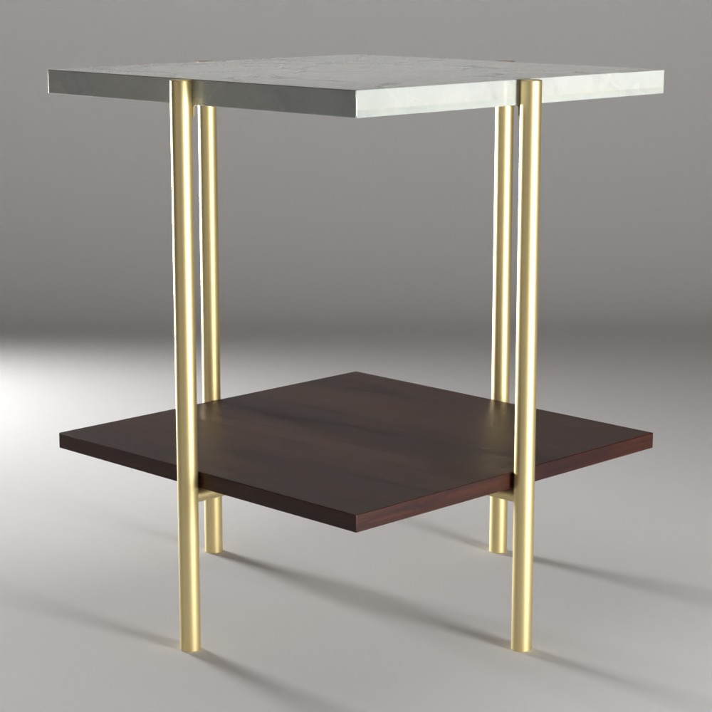 Simone Tri-Tone Faux Marble Modern Square Coffee Table 3D model_1