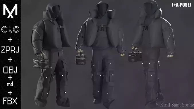 New Swag Outfit Marvelous designer Clo3d OBJ mtl FBX ZPRJ