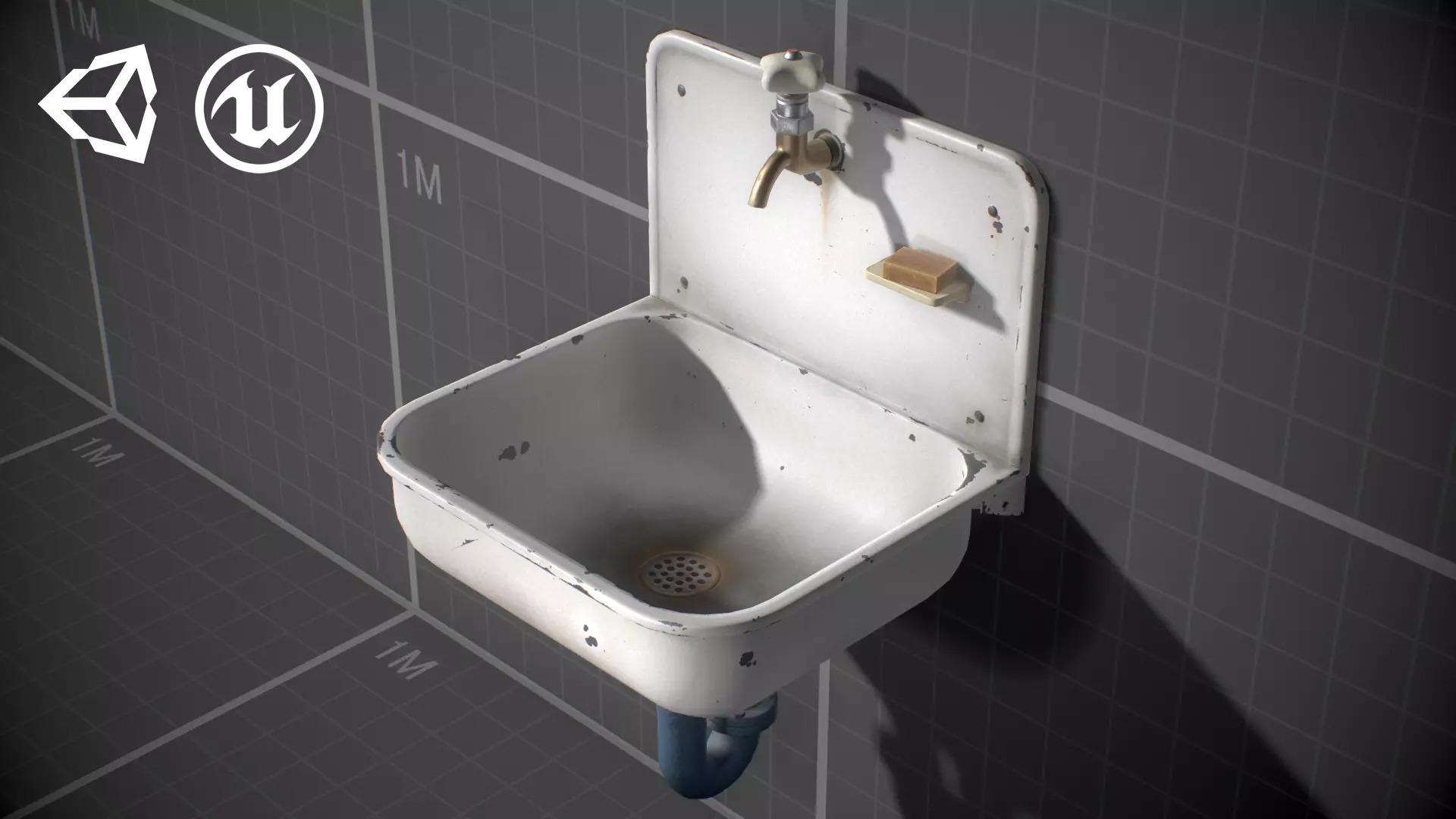Used Soviet Washbasin Low-poly 3D model