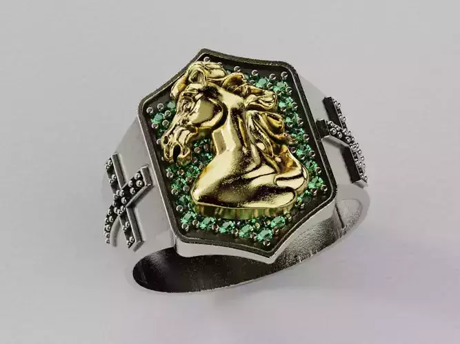 Horse Ring with Diamonds -Anillo Caballo Diamantes 3D print model