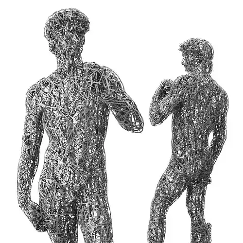 Wire David sculpture Low-poly 3D model