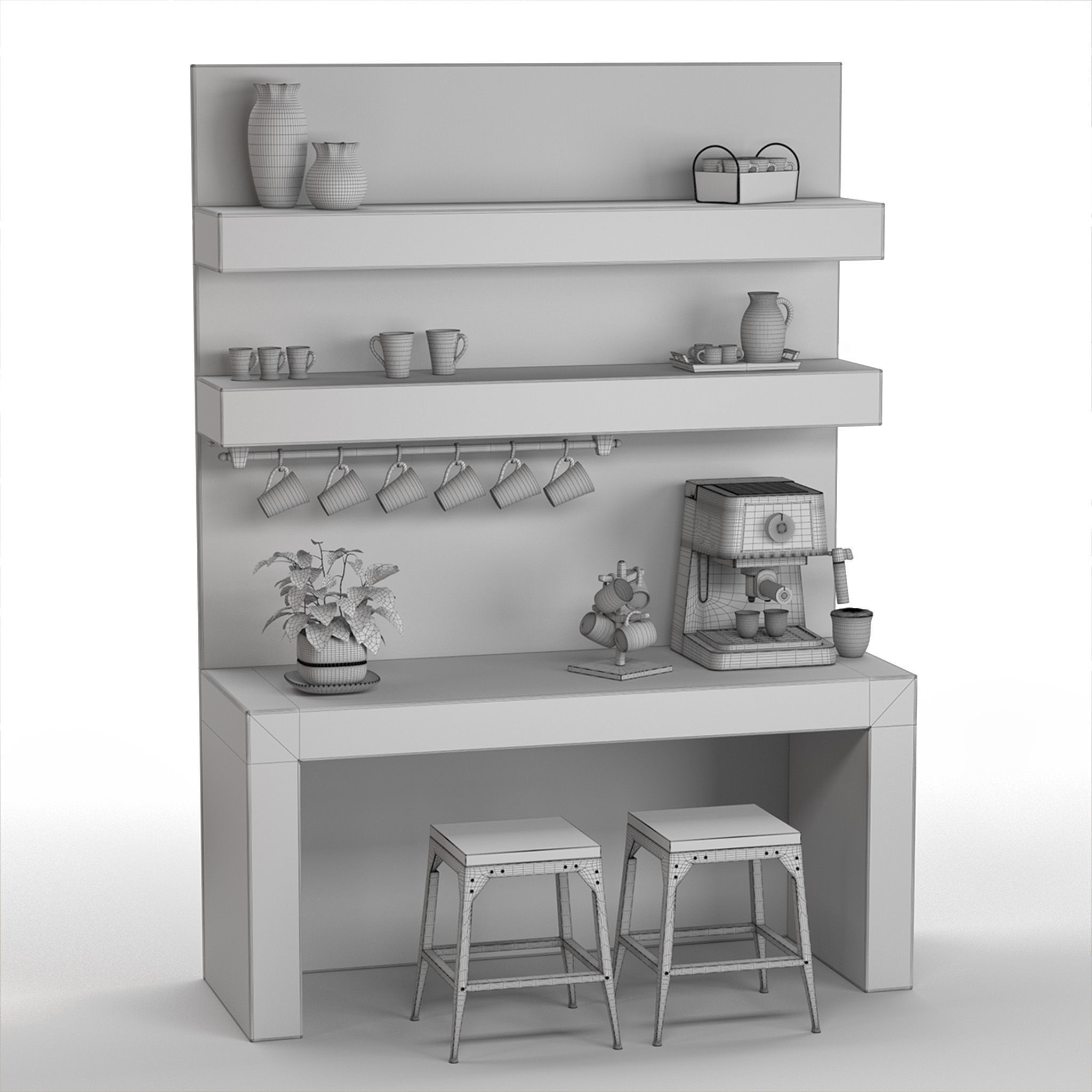 Cafe Set 01  3D model_6