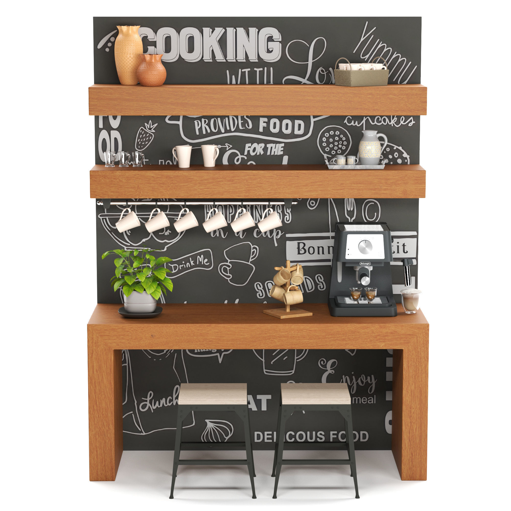 Cafe Set 01  3D model_2