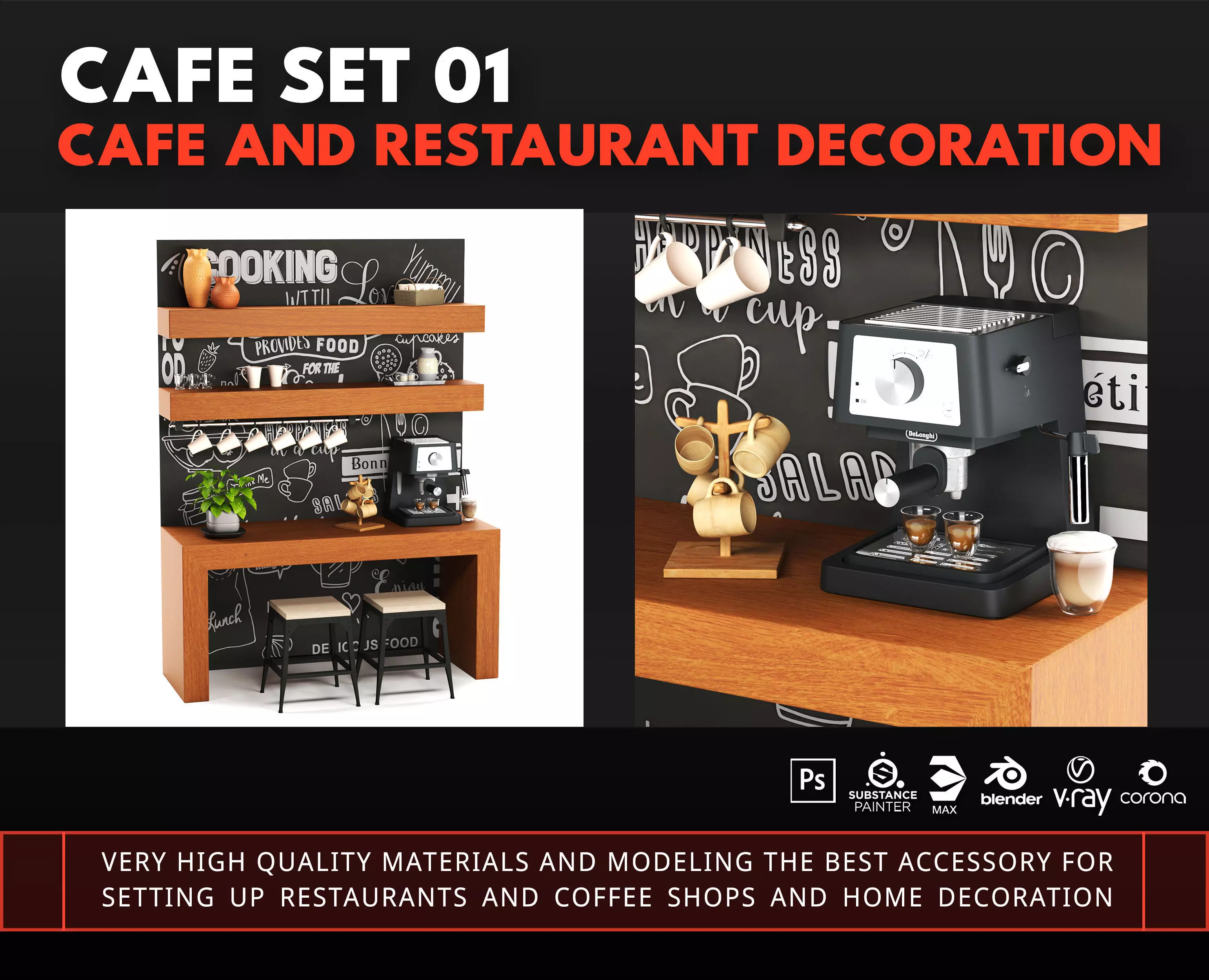 Cafe Set 01  3D model_0