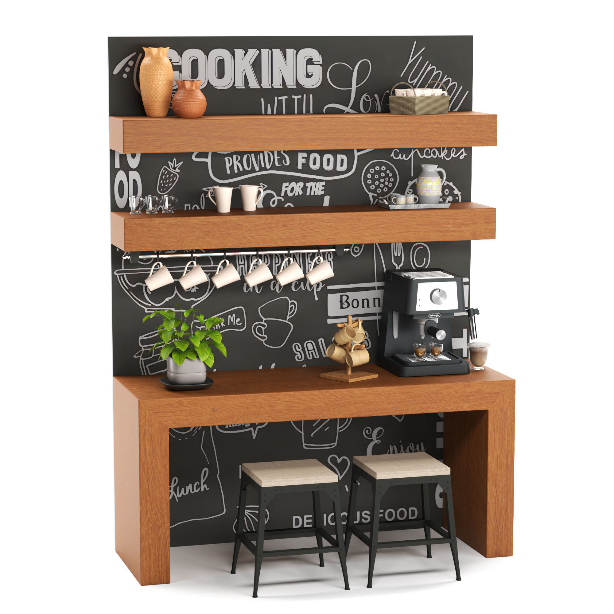 Cafe Set 01  3D model_1