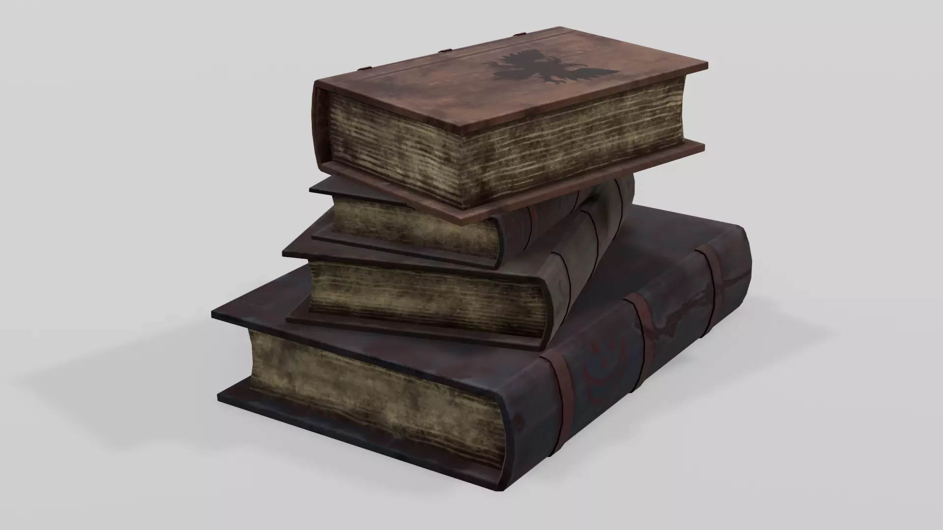 Old Books 3D Model Low-poly 3D model_0