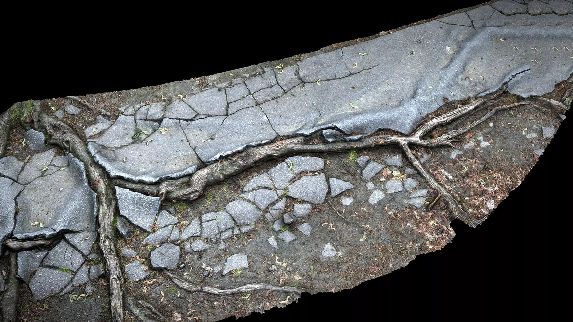 asphalt roots damaged road part5 photogrammetry Low-poly 3D model_0