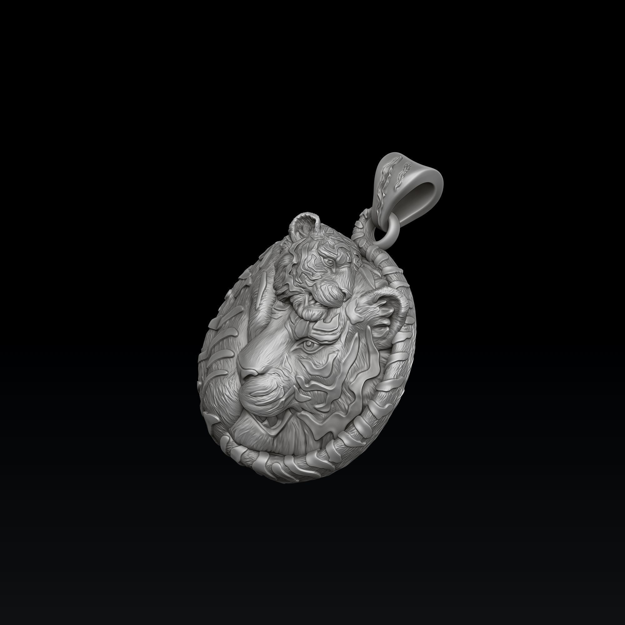 Tigers Pendant 3D print model_4