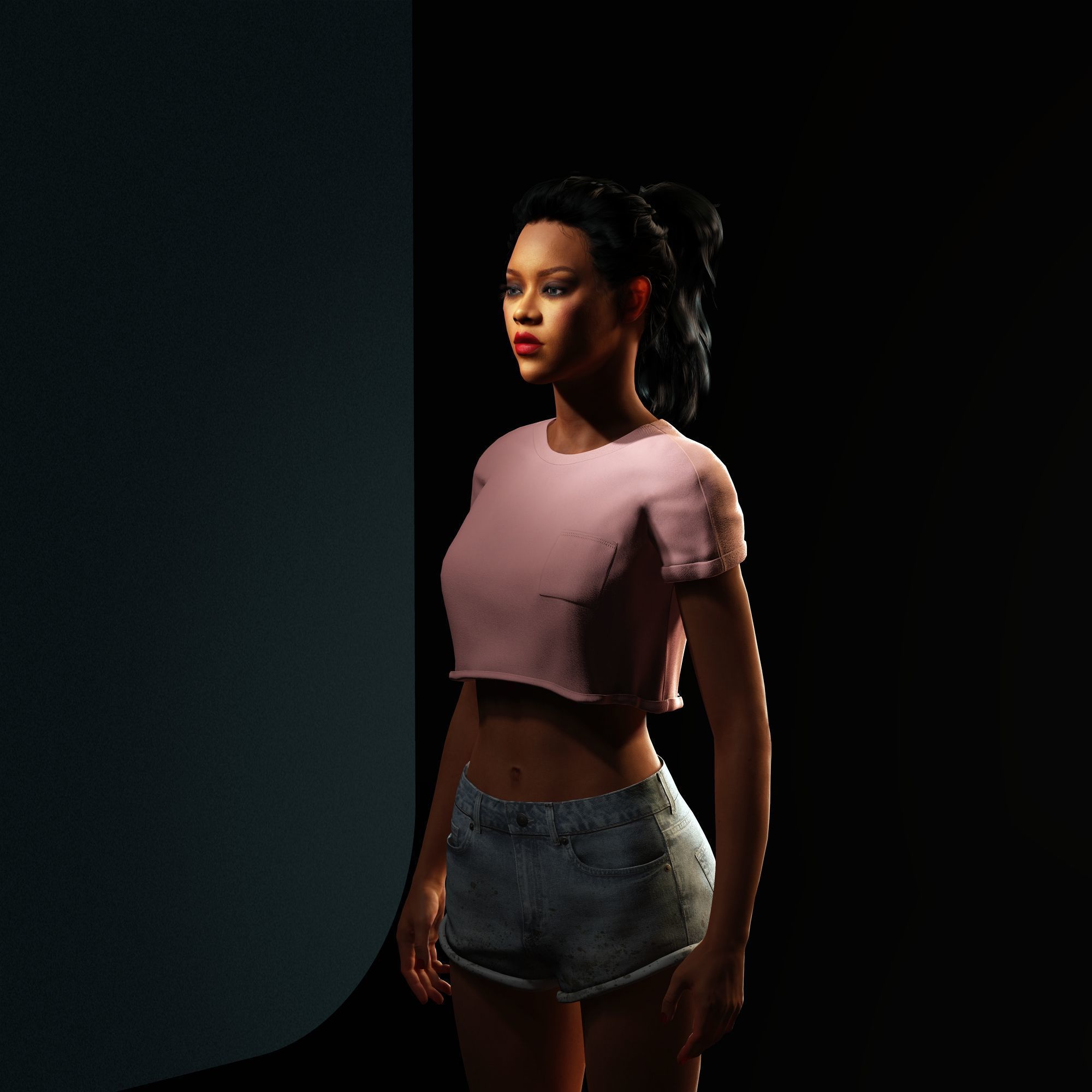 Rihanna Character  Low-poly 3D model_3