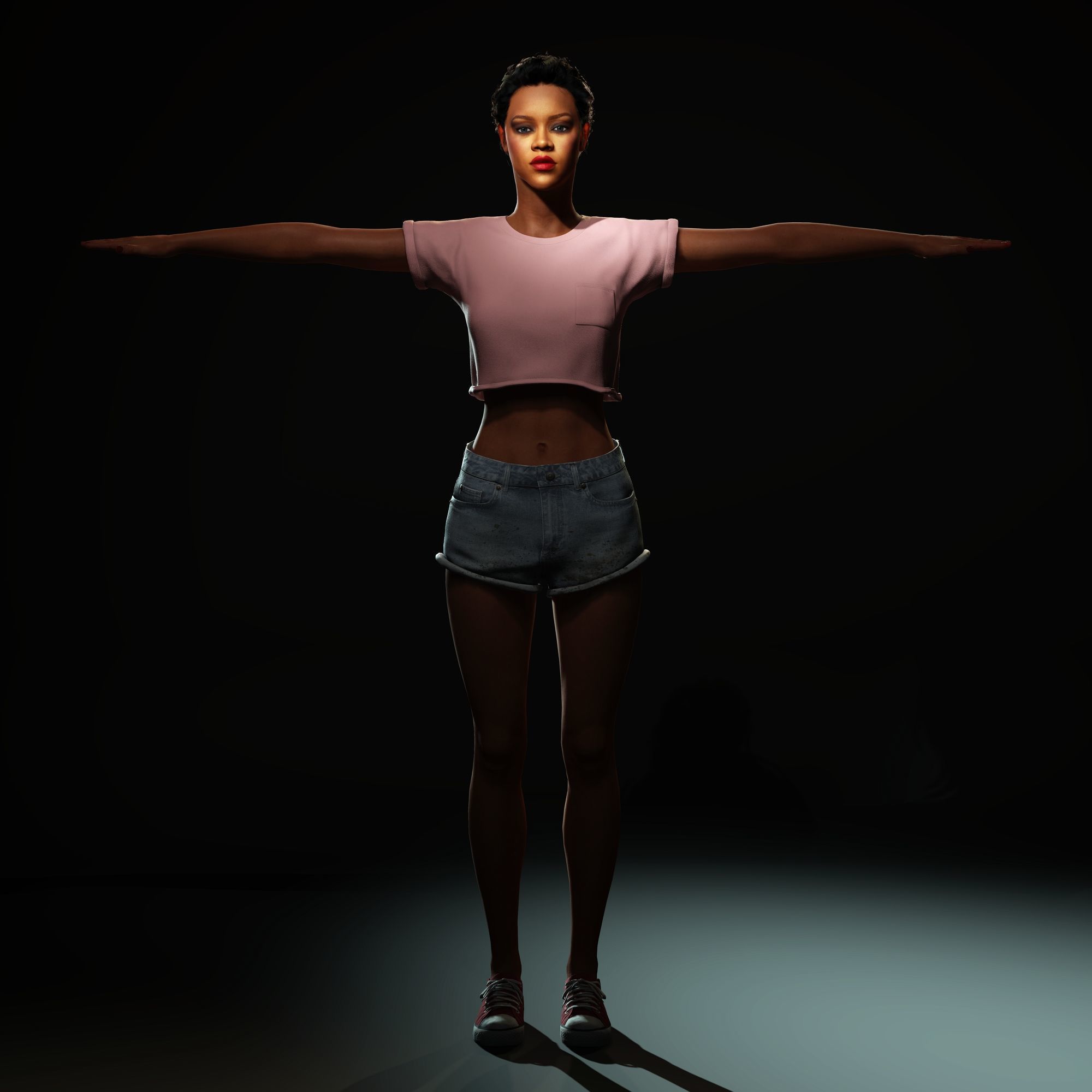 Rihanna Character  Low-poly 3D model_5