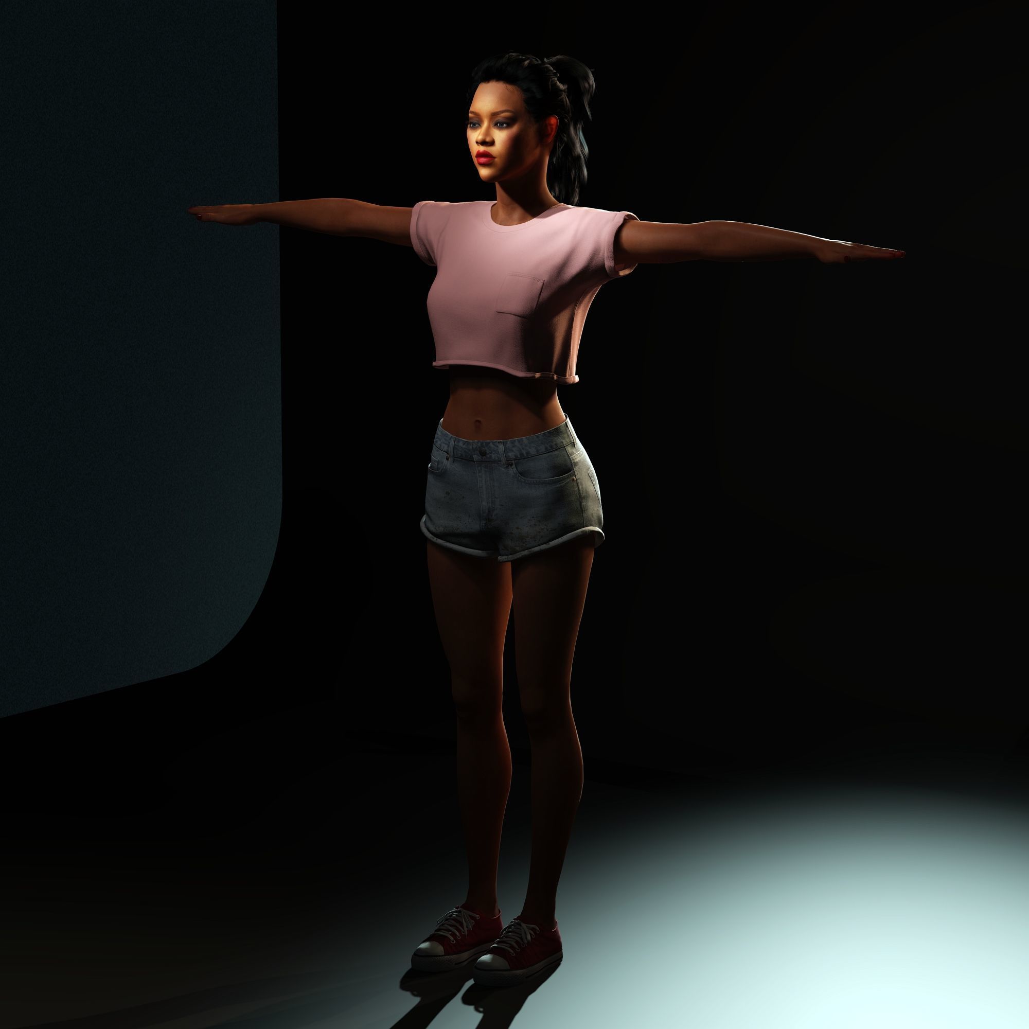 Rihanna Character  Low-poly 3D model_11