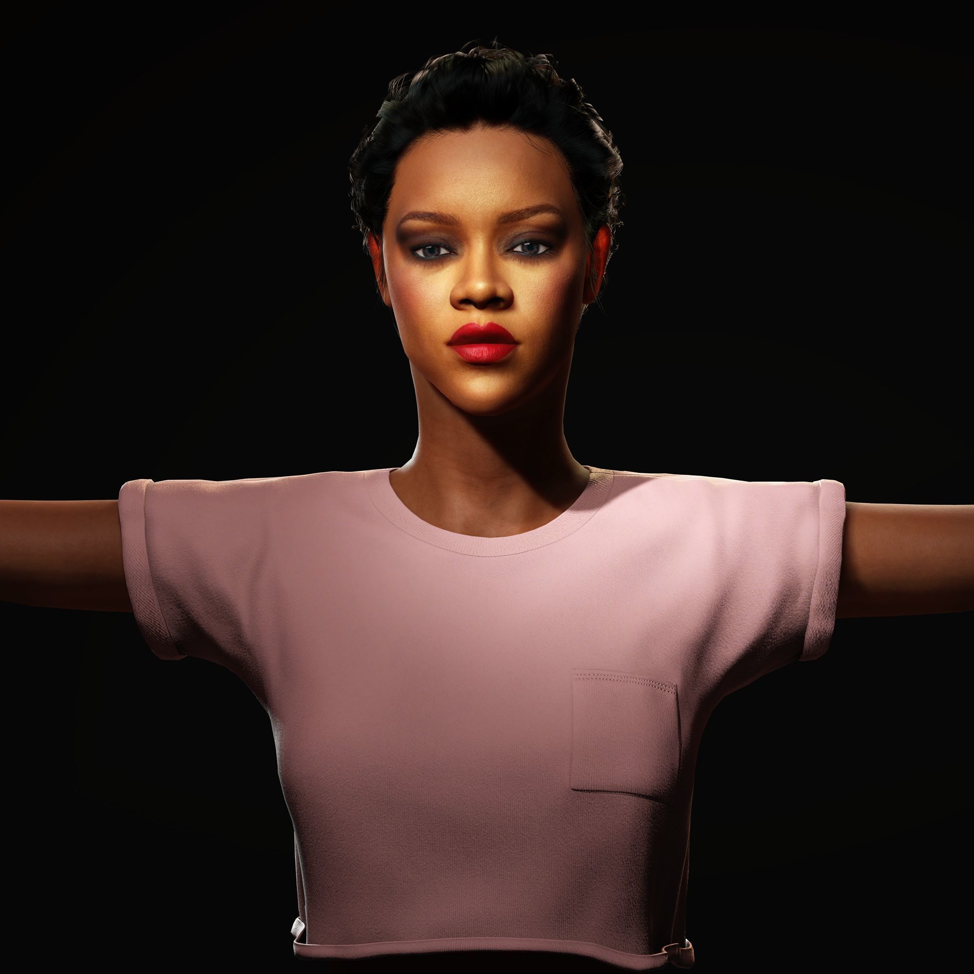 Rihanna Character  Low-poly 3D model_1