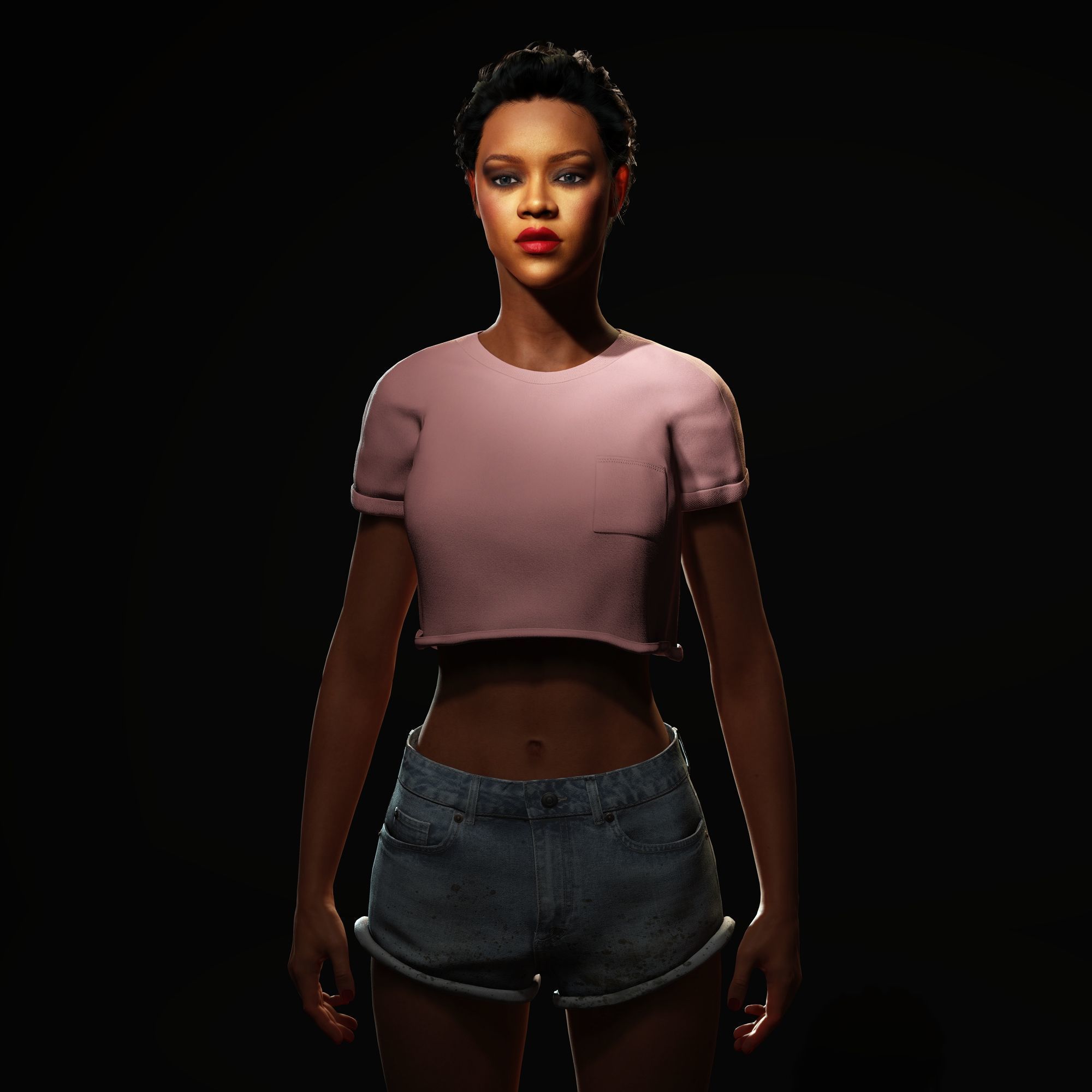 Rihanna Character  Low-poly 3D model_4