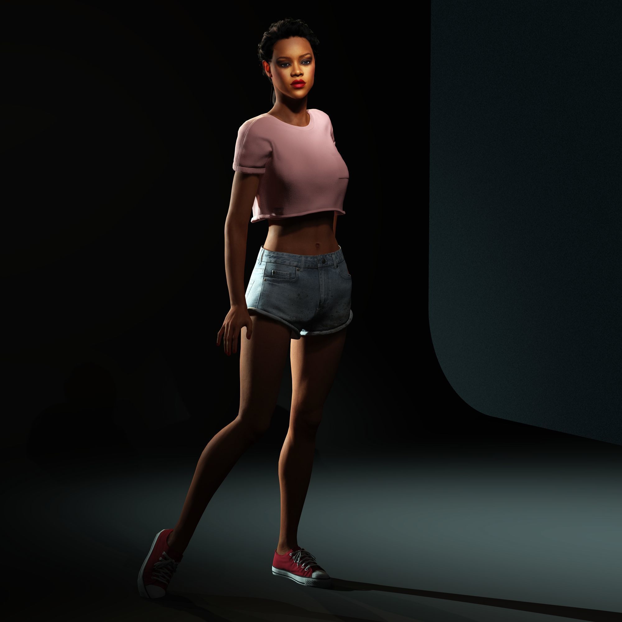 Rihanna Character  Low-poly 3D model_6