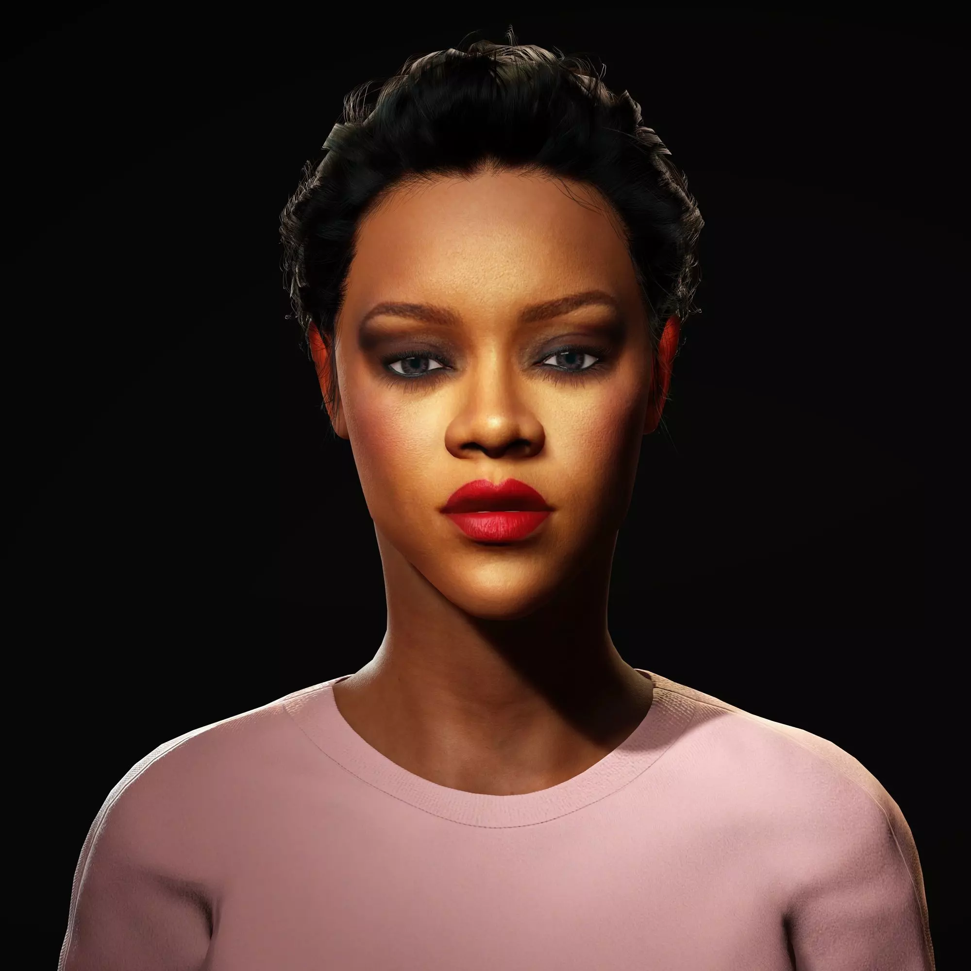 Rihanna Character  Low-poly 3D model_0