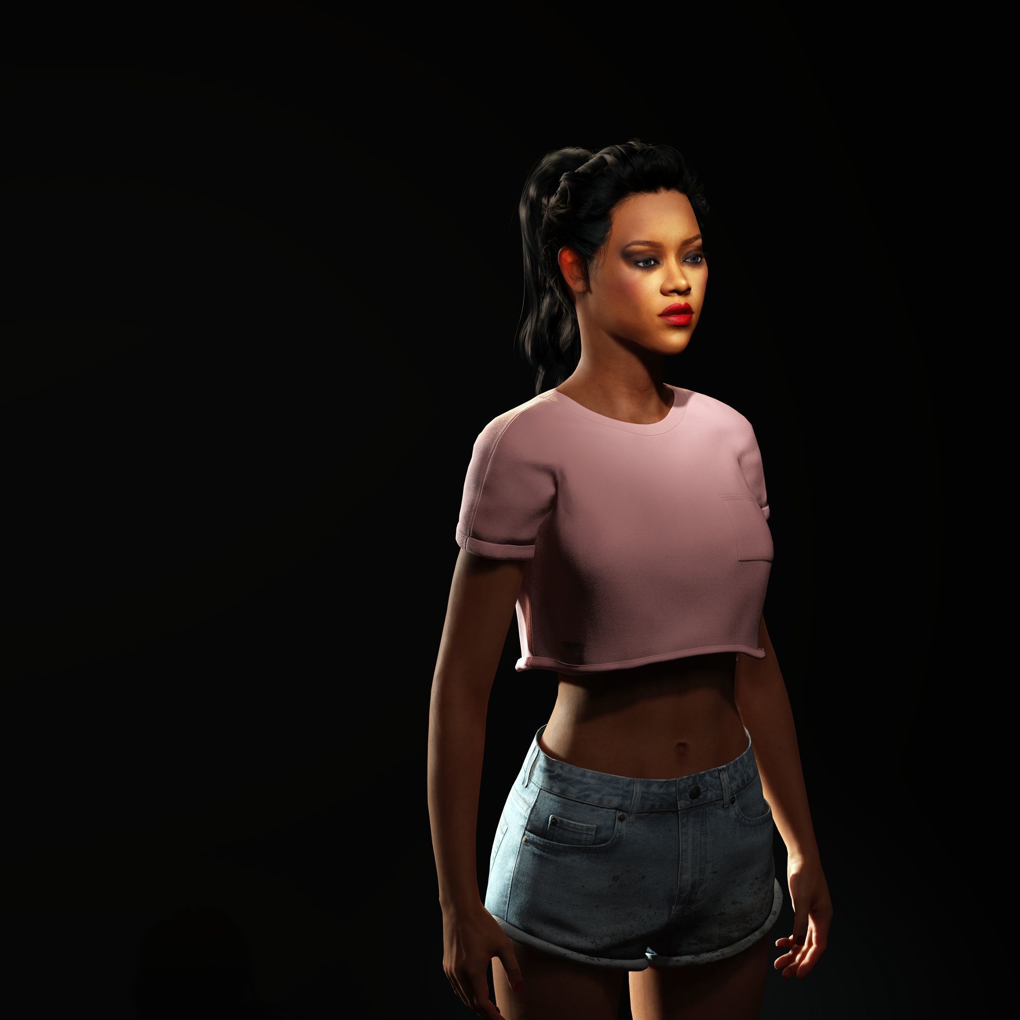 Rihanna Character  Low-poly 3D model_2