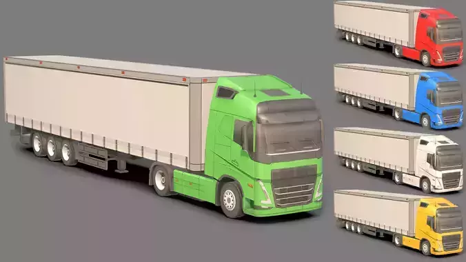 Low-poly Truck Volvo FH16 3D Model