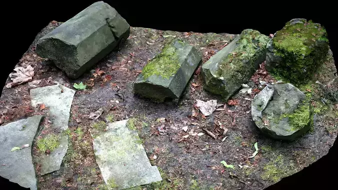ancient castle debris ruins moss photogrammetry
