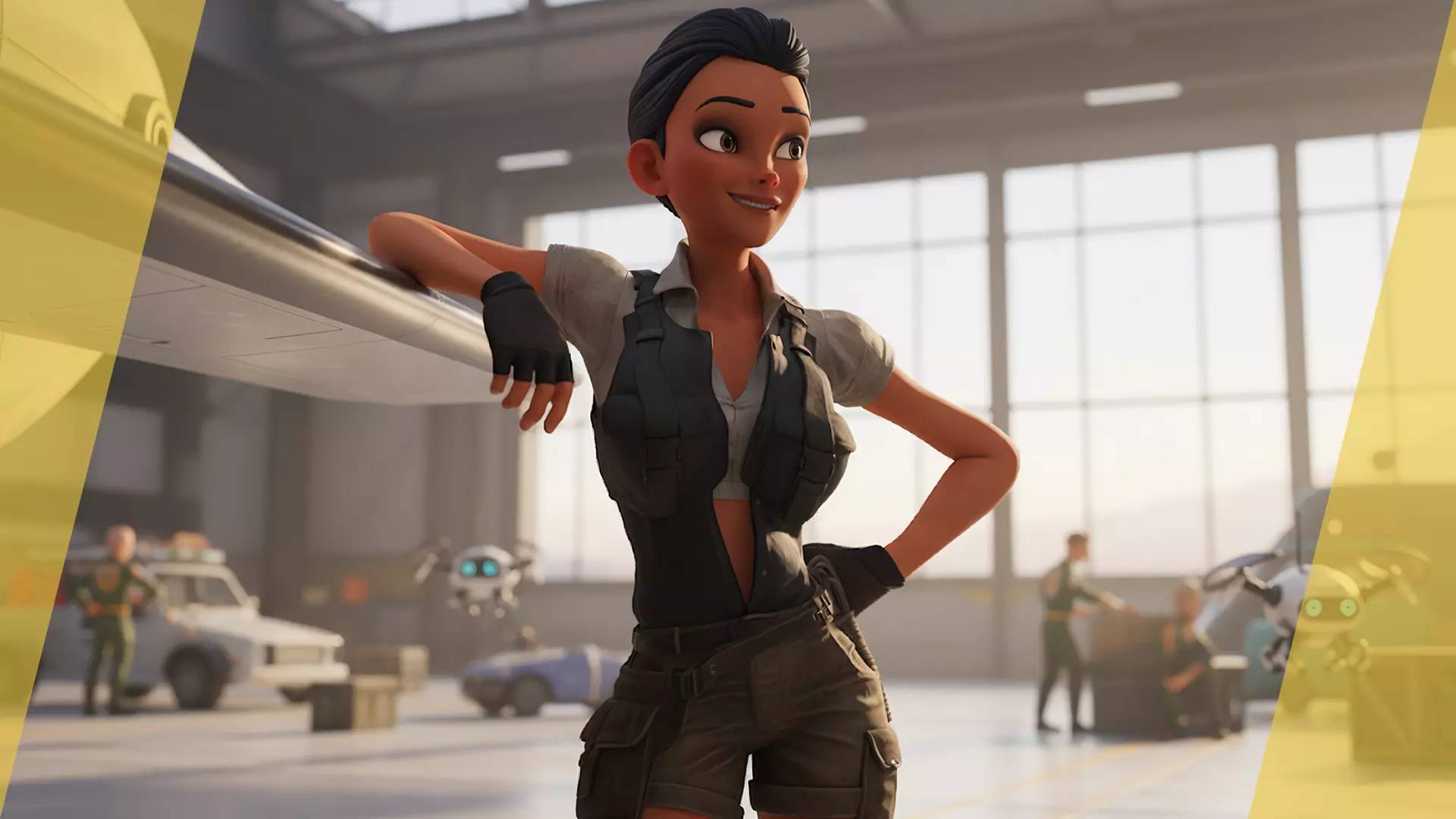 Explorer Adventurous Black Woman with Gear stylized figure Low-poly 3D model_4