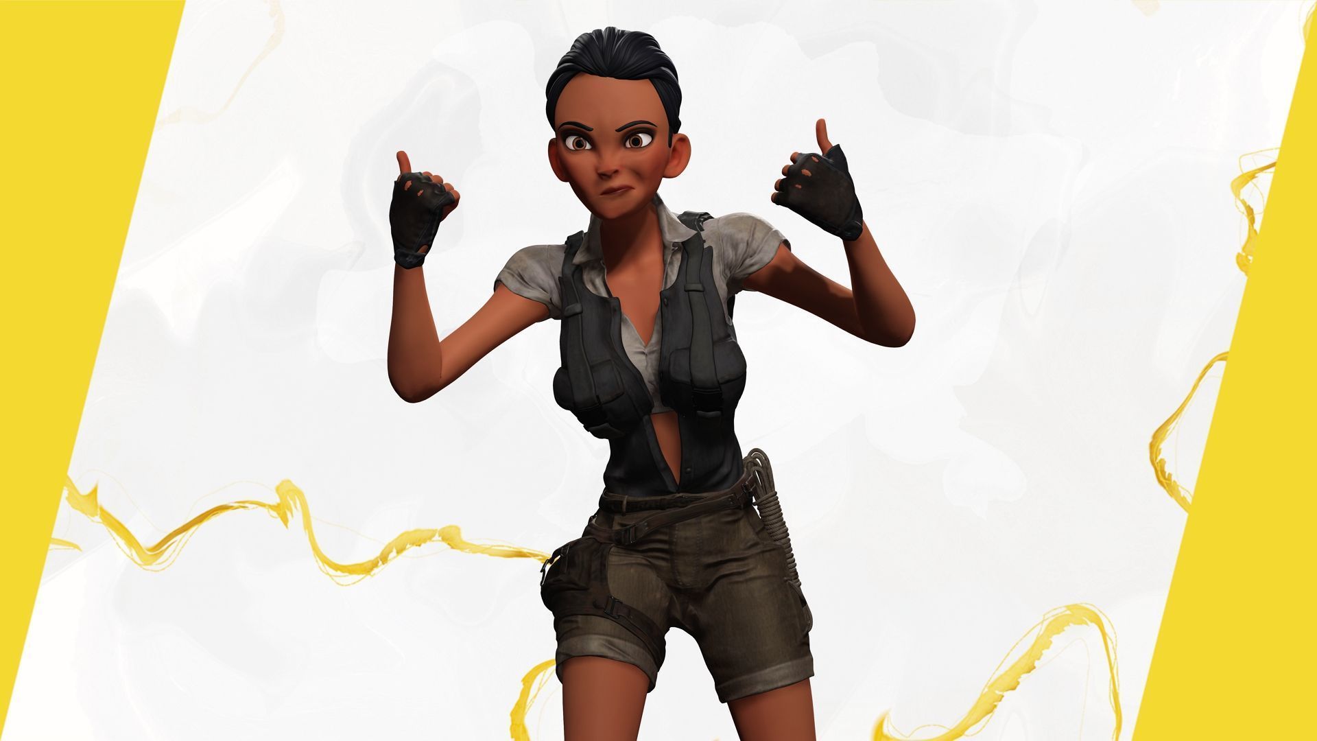 Explorer Adventurous Black Woman with Gear stylized figure Low-poly 3D model_12