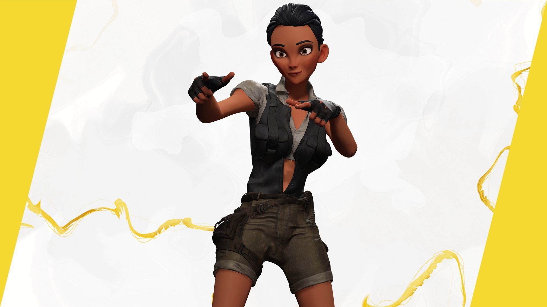 Explorer Adventurous Black Woman with Gear stylized figure Low-poly 3D model_14