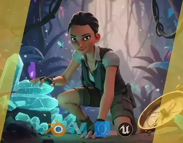 Explorer Adventurous Black Woman with Gear stylized figure Low-poly 3D model Explorer Adventurous Black Woman with Gear stylized figure Low-poly 3D model