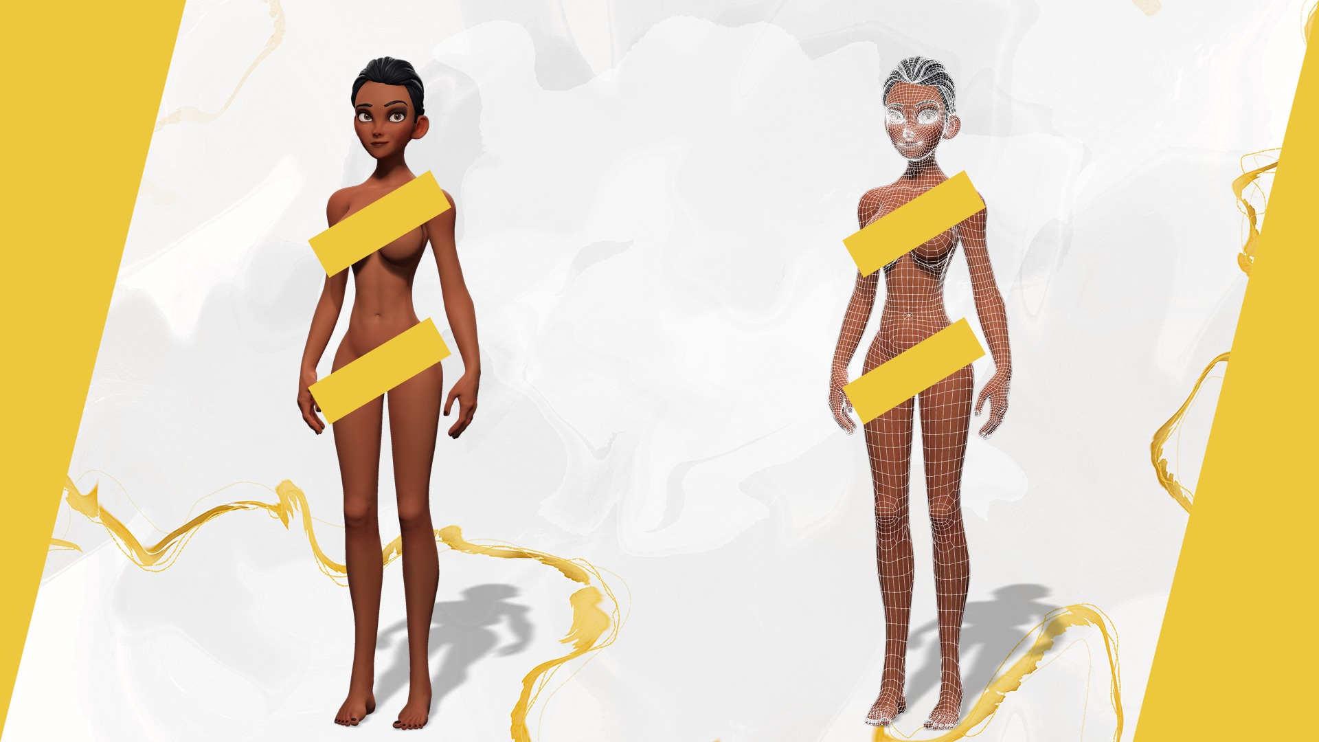 Explorer Adventurous Black Woman with Gear stylized figure Low-poly 3D model_2