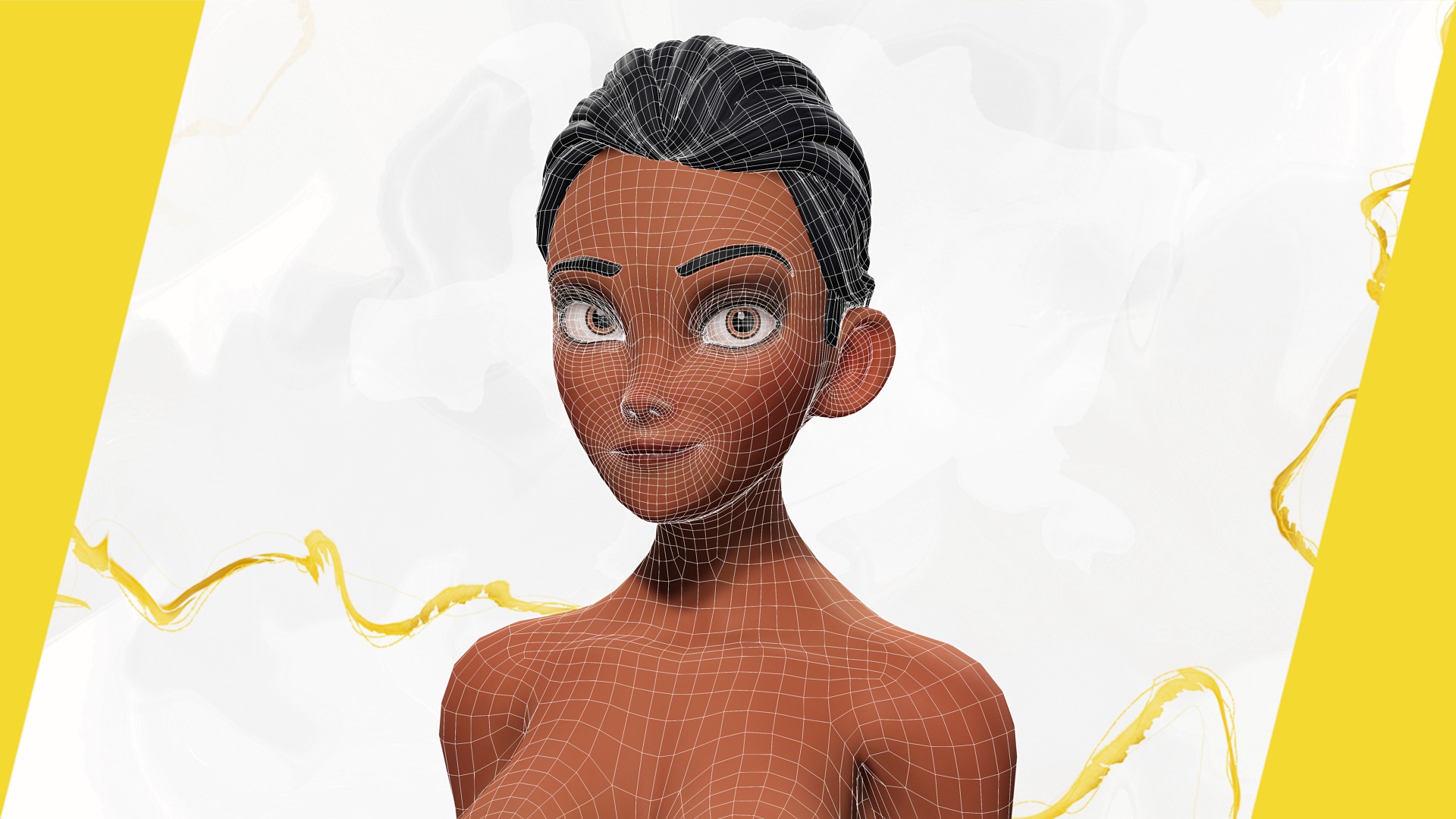 Explorer Adventurous Black Woman with Gear stylized figure Low-poly 3D model_17