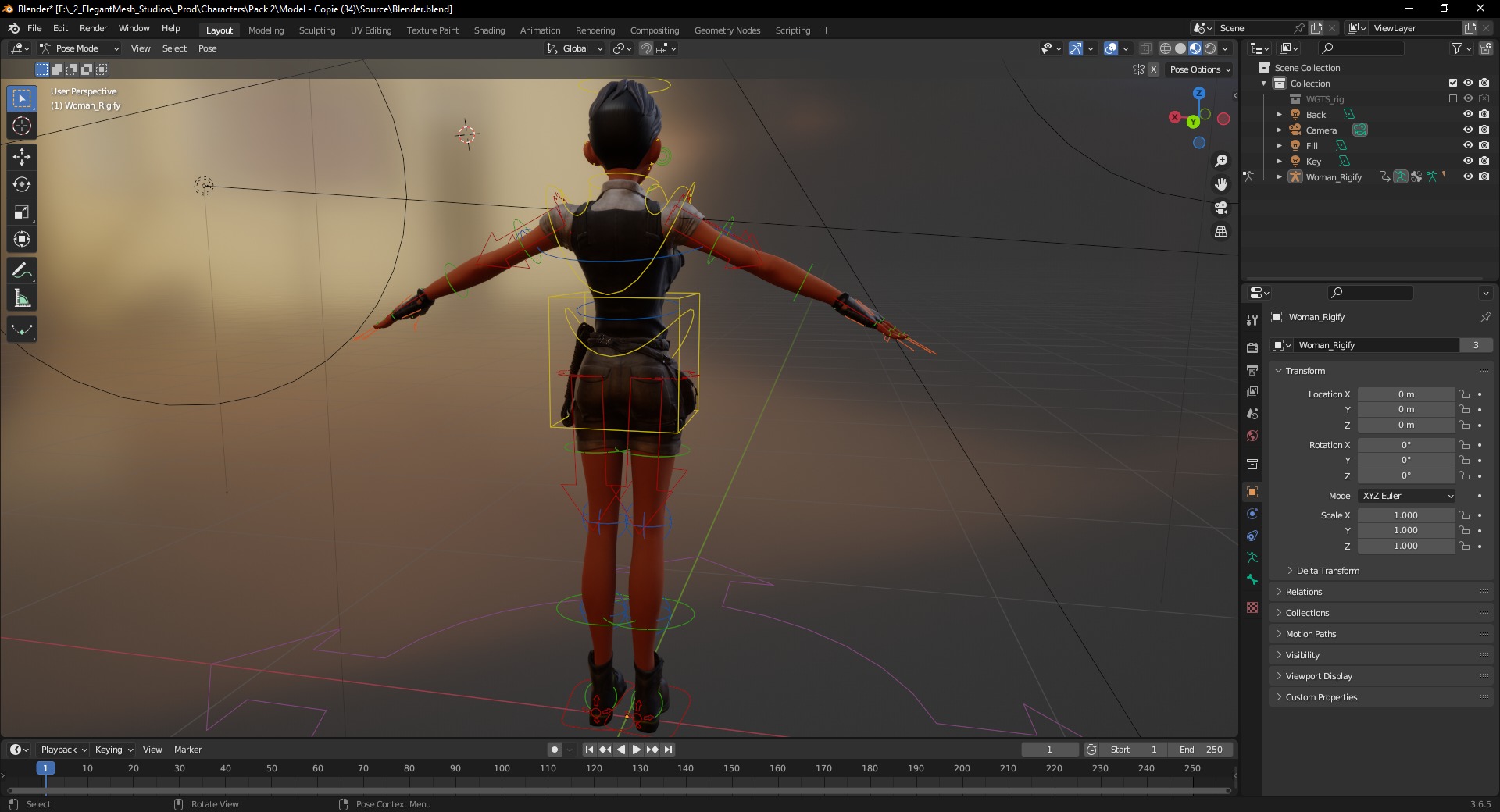 Explorer Adventurous Black Woman with Gear stylized figure Low-poly 3D model_21