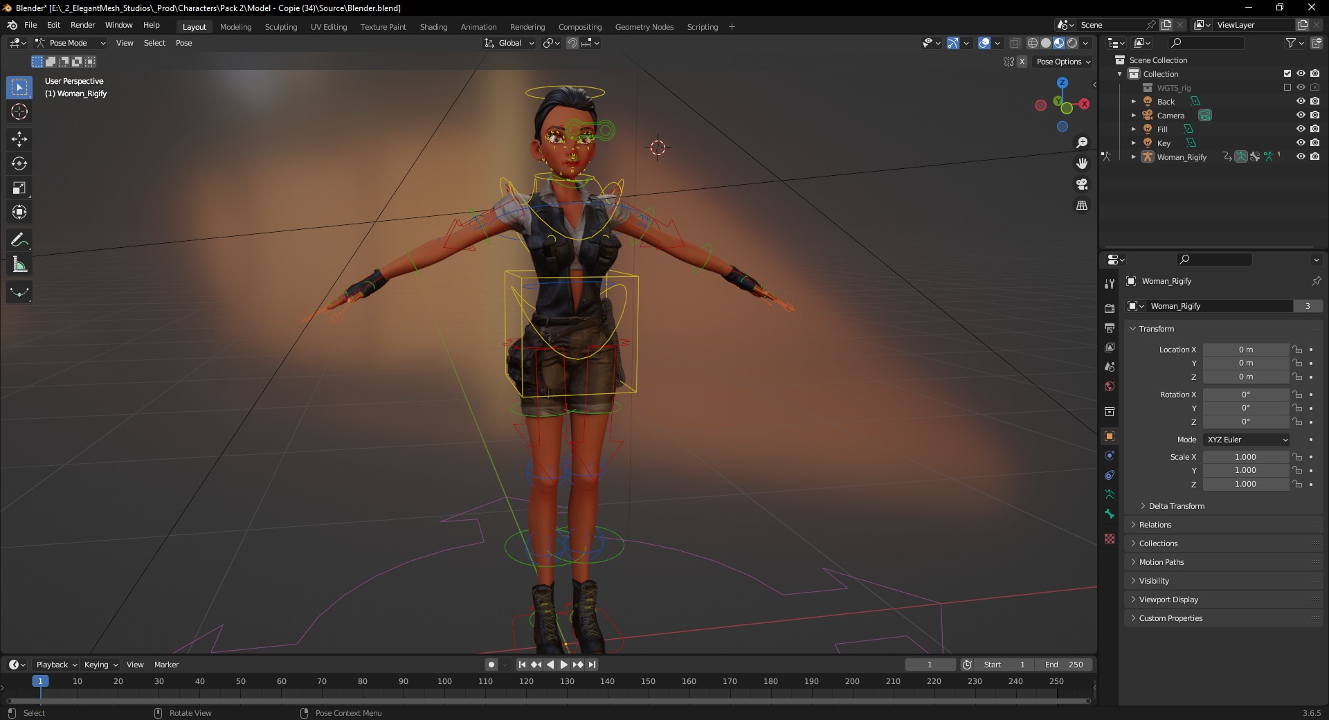 Explorer Adventurous Black Woman with Gear stylized figure Low-poly 3D model_20